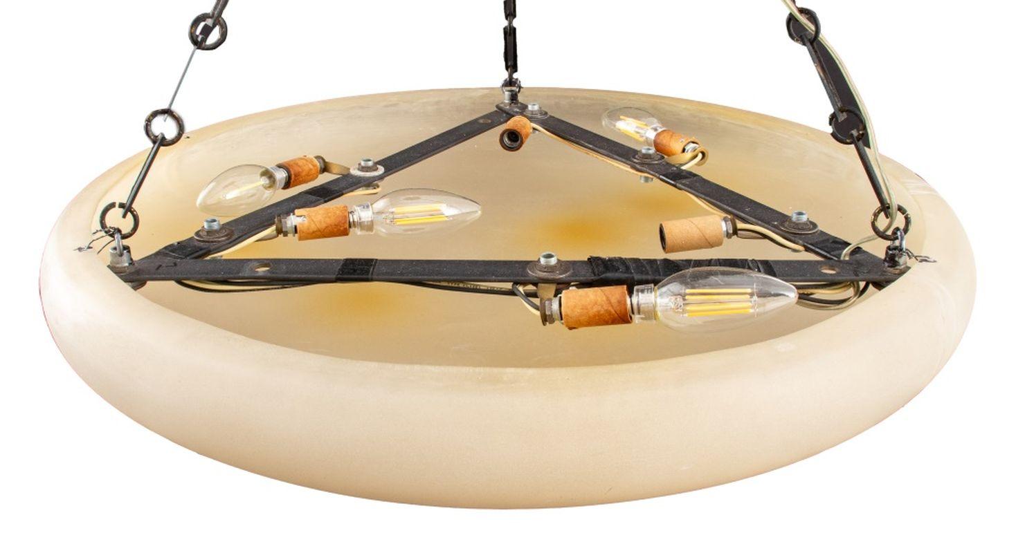Lampadario a piattino in marmo finto Art Deco Revival in vendita 2