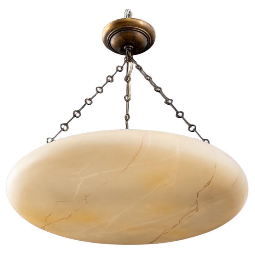 Lampadario a piattino in marmo finto Art Deco Revival