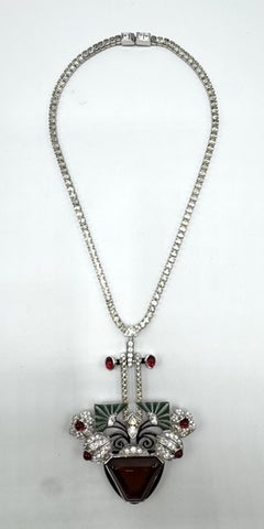 Art Deco Revival Flower Basket Pendant Necklace by Art Deco 89