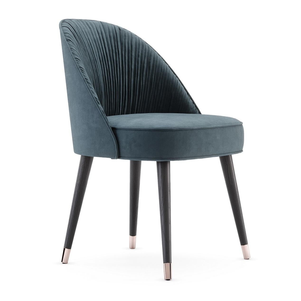 Sillas Art Decó Revival / Glam Modernas De Terciopelo Plisado-Mondo Design Studio en Nuevo estado para la venta en NEW YORK, NY