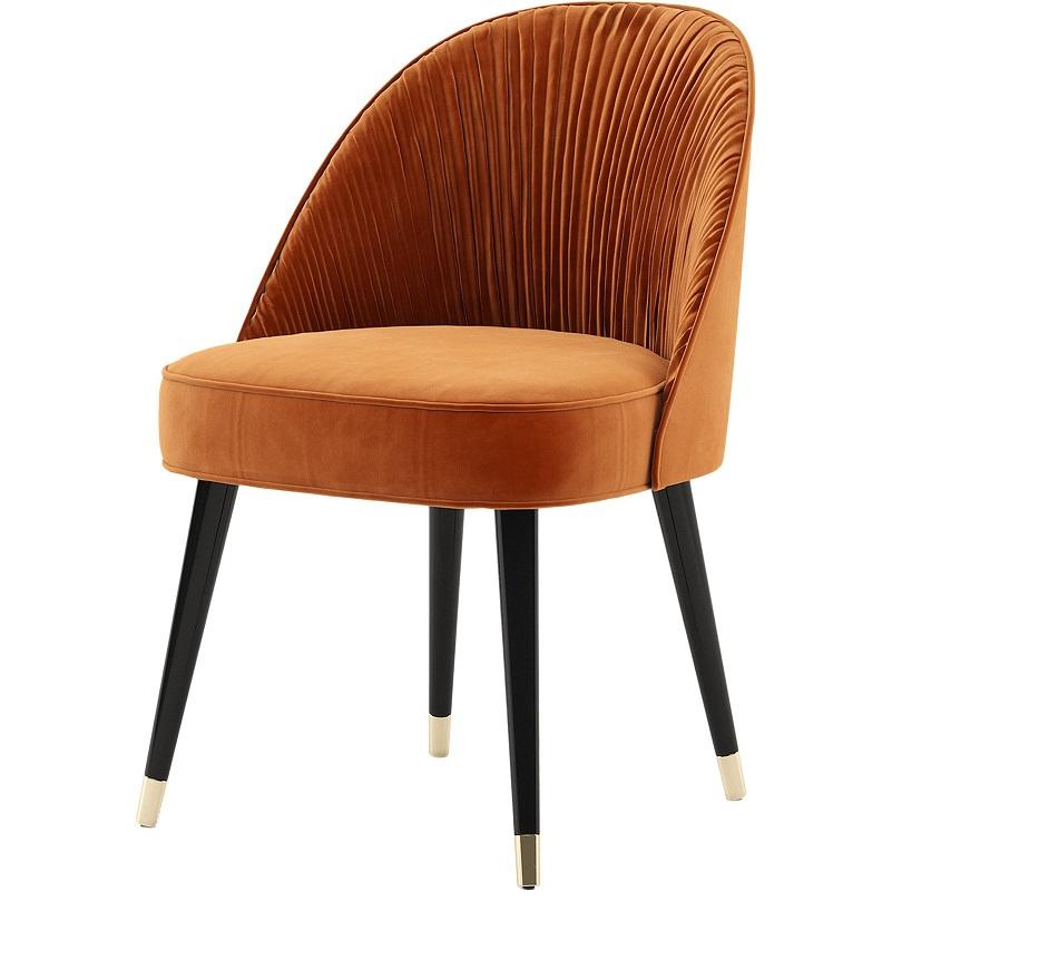 Sillas Art Decó Revival / Glam Modernas De Terciopelo Plisado-Mondo Design Studio Acero inoxidable en venta