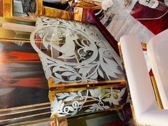 Art Deco Revival Glass and Brass Fire Screen by Dennis Abbe