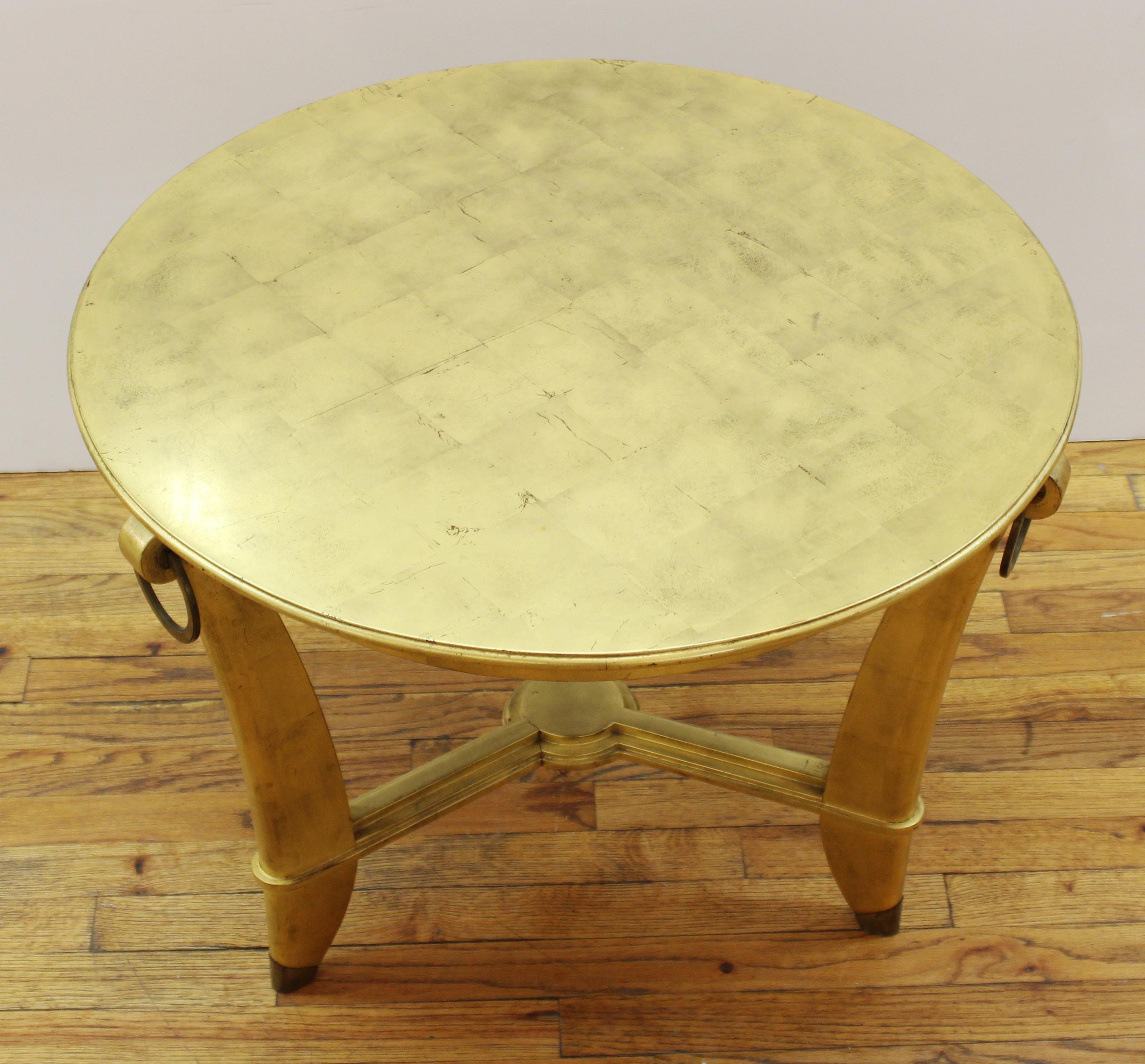 American Art Deco Revival Gold Foil Cocktail Table For Sale