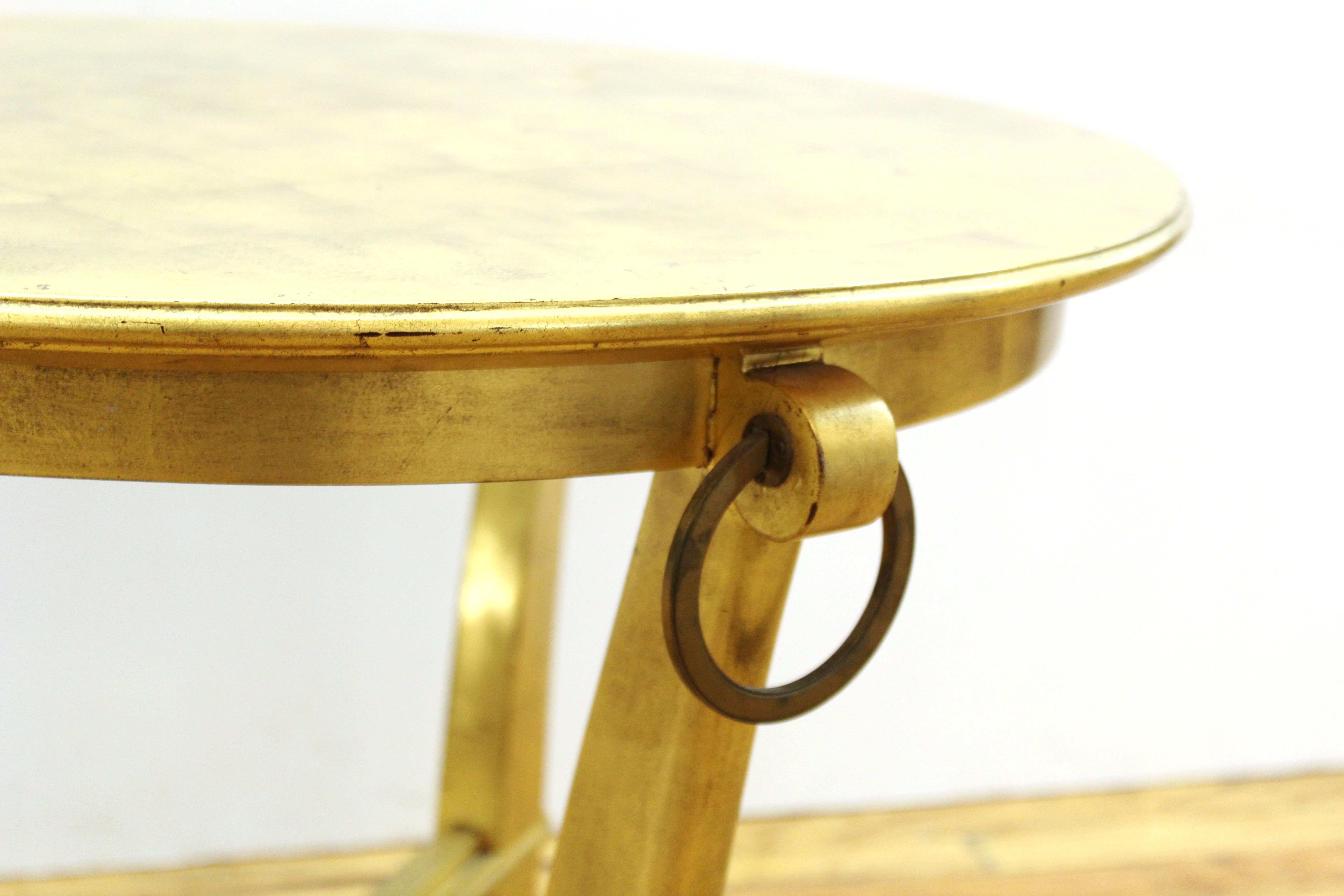 Wood Art Deco Revival Gold Foil Cocktail Table For Sale