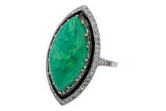Art Deco Revival Green Turquoise & Enamel Diamond Cocktail Ring