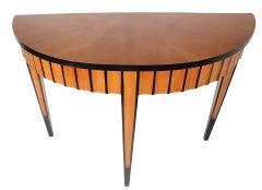 Art Deco Revival Hollywood Regency Biedermiere Style Demi Lune Console Table