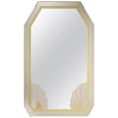 Art Deco Revival Lavender and Rose Etched Glass Mirror