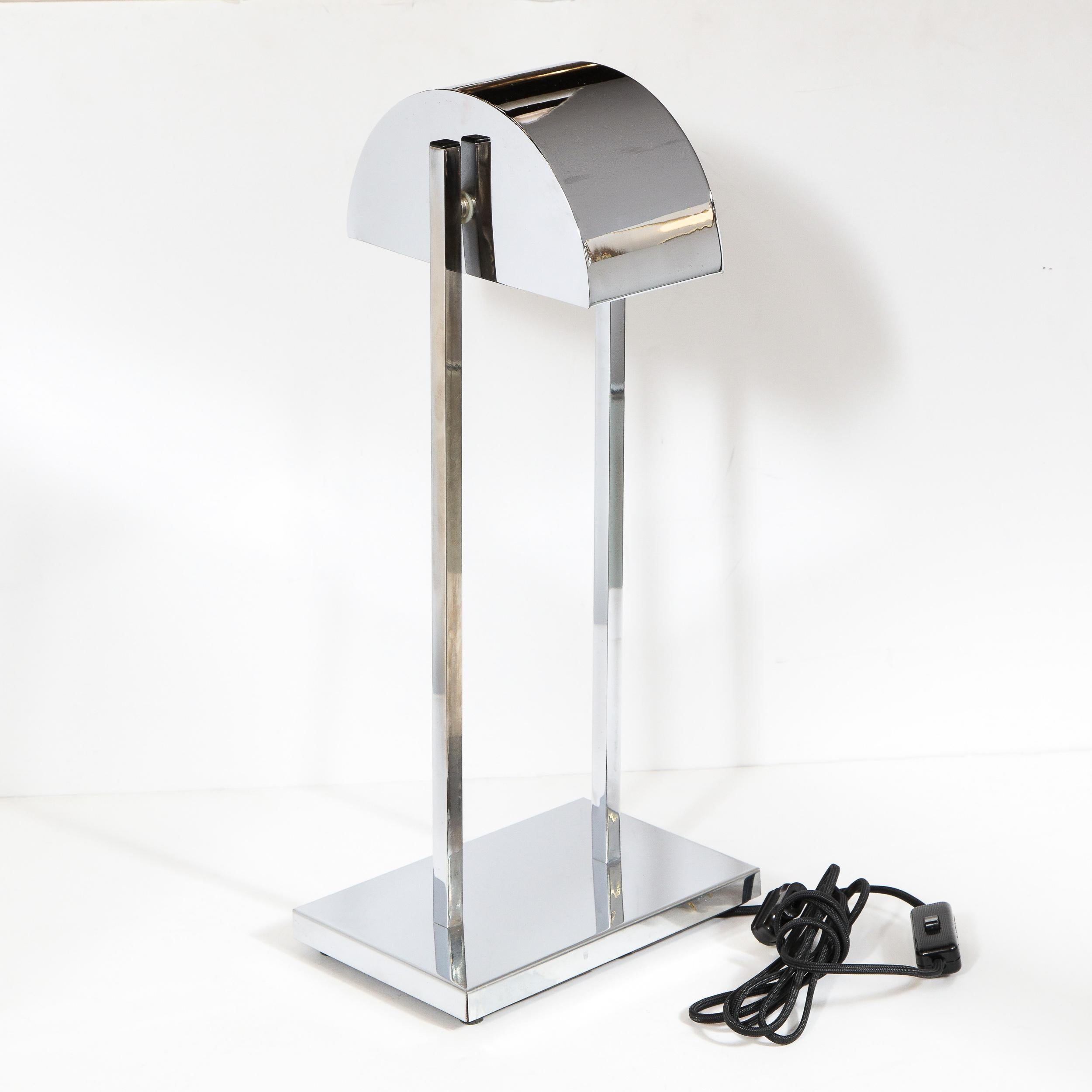 Art Deco Revival Machine Age Inspired Polished Chrome Streamlined Table Lamp 7