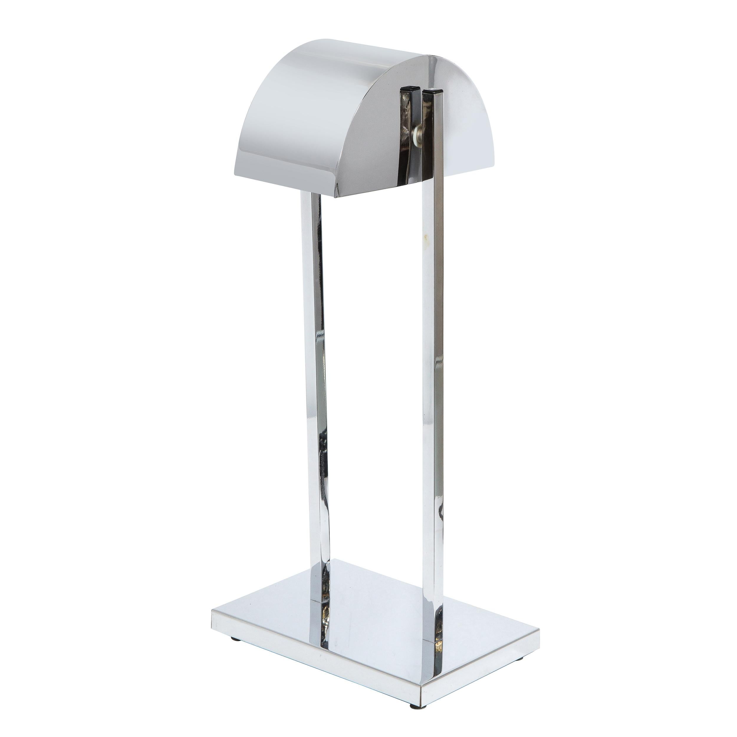 American Art Deco Revival Machine Age Inspired Polished Chrome Streamlined Table Lamp