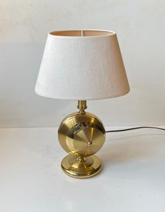 Art Deco Revival Mantle Table Lamp in Brass by TS Belysning, 1980s