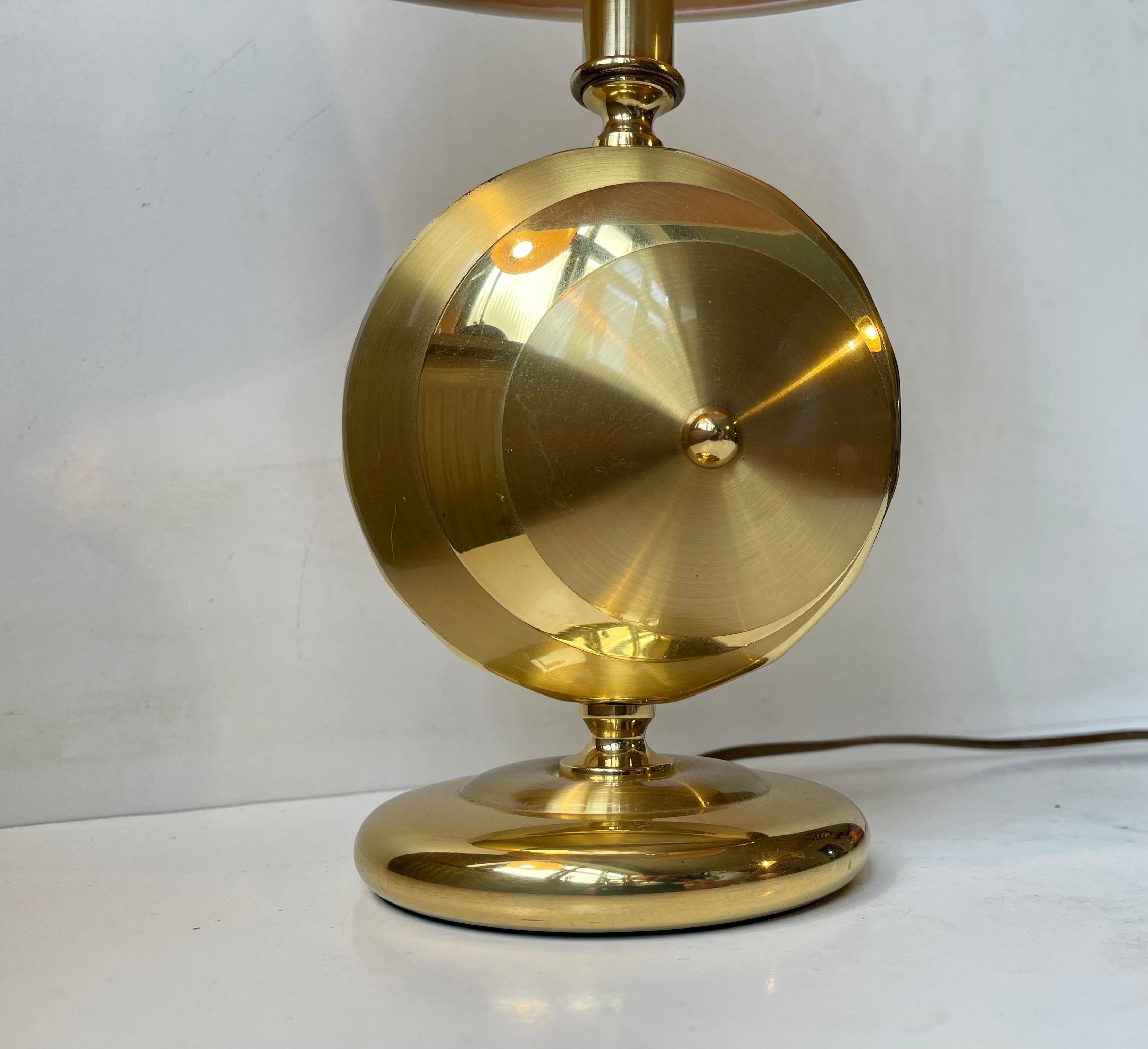 Danish Art Deco Revival Mantle Table Lamp in Brass by TS Belysning, 1980s For Sale