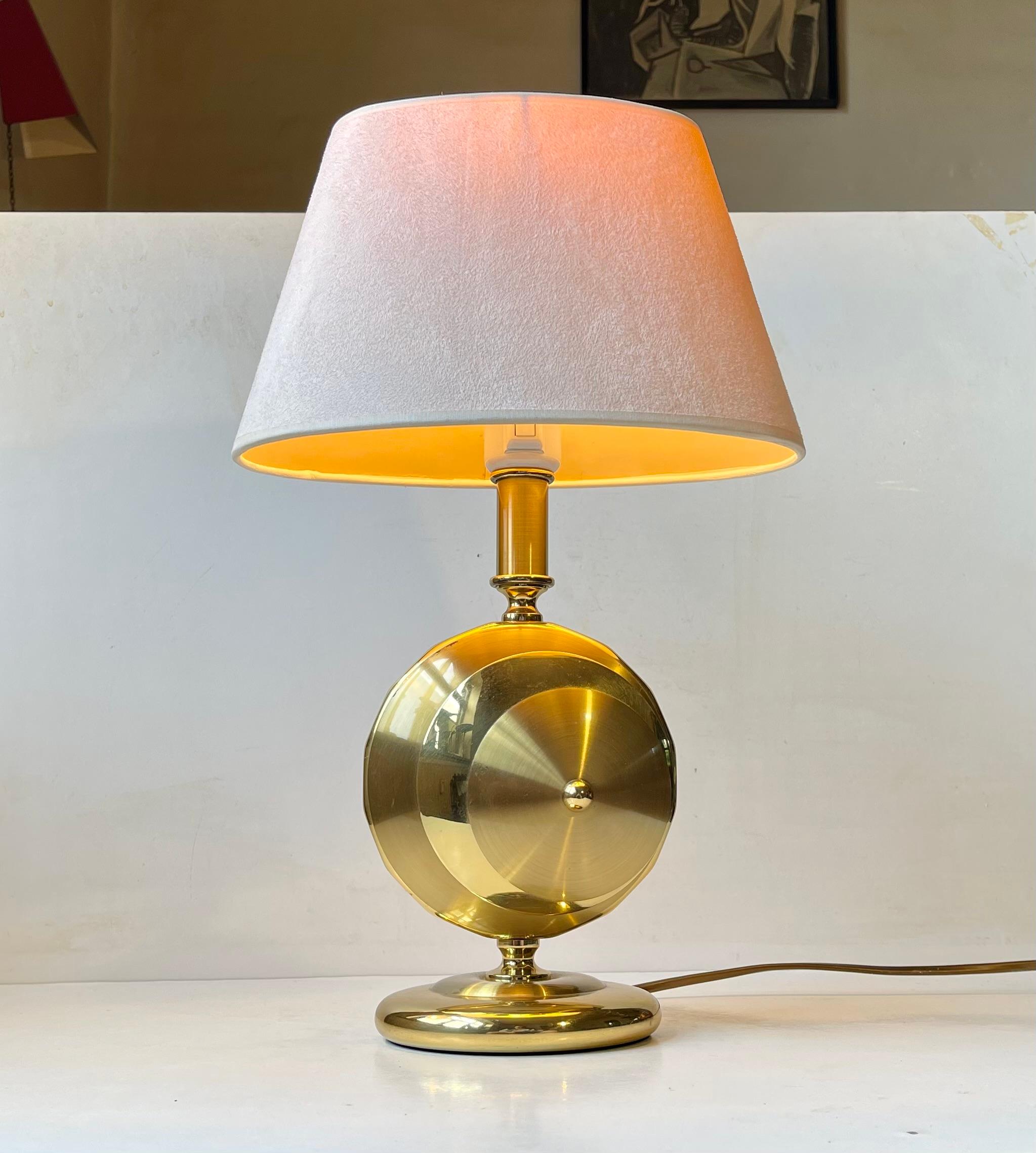 Art Deco Revival Mantle Table Lamp in Brass by TS Belysning, 1980s In Good Condition For Sale In Esbjerg, DK
