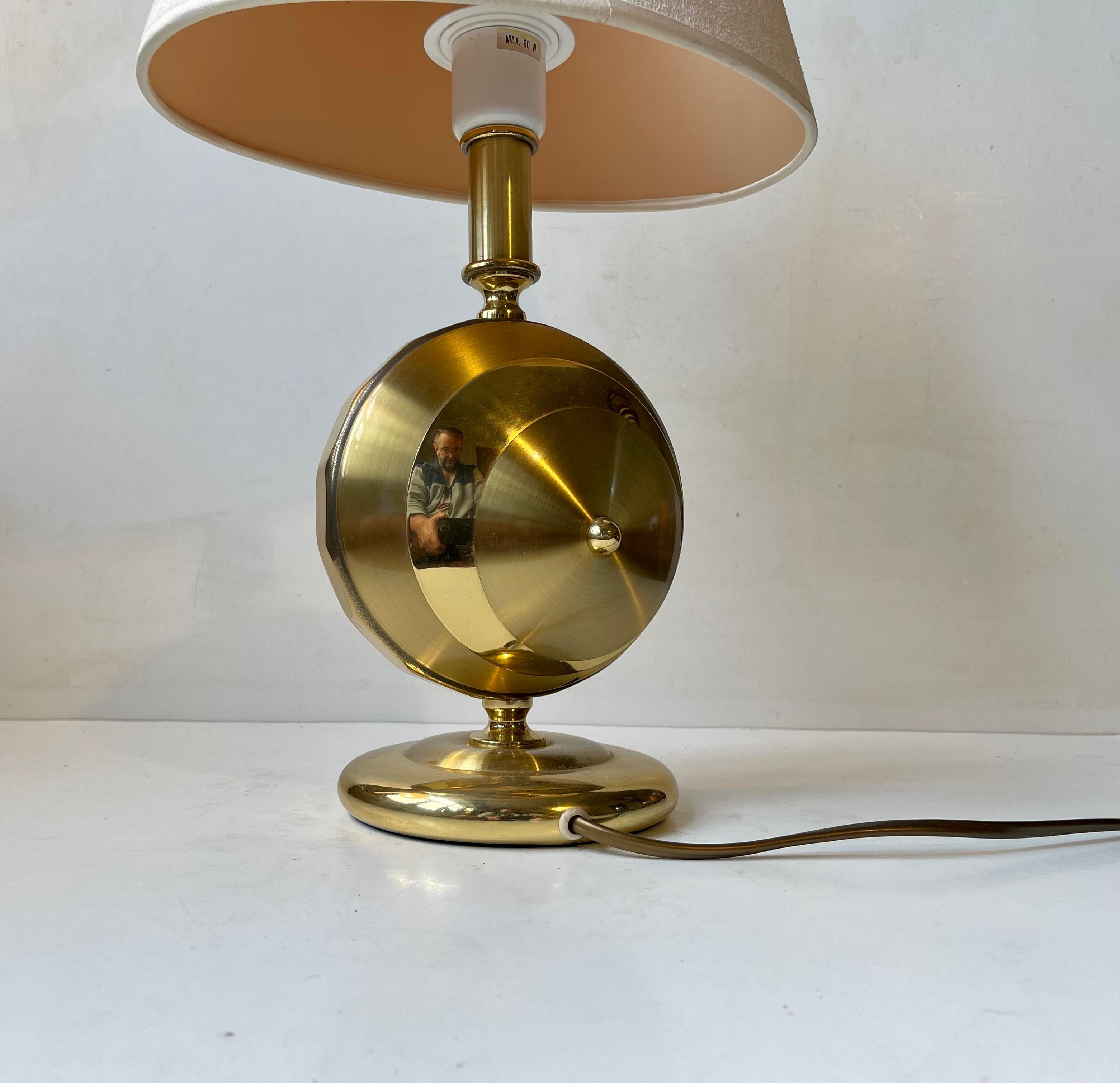 Late 20th Century Art Deco Revival Mantle Table Lamp in Brass by TS Belysning, 1980s For Sale