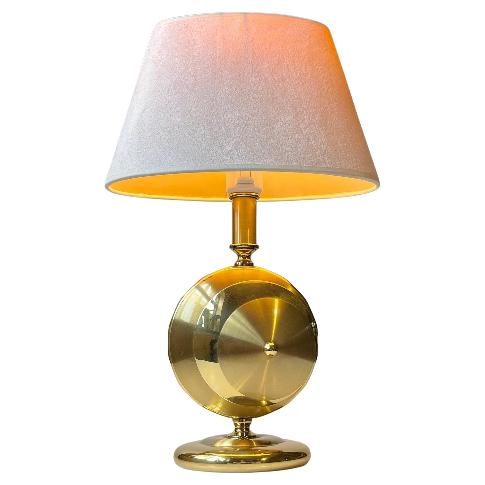 Art Deco Revival Mantle Table Lamp in Brass by TS Belysning, 1980s
