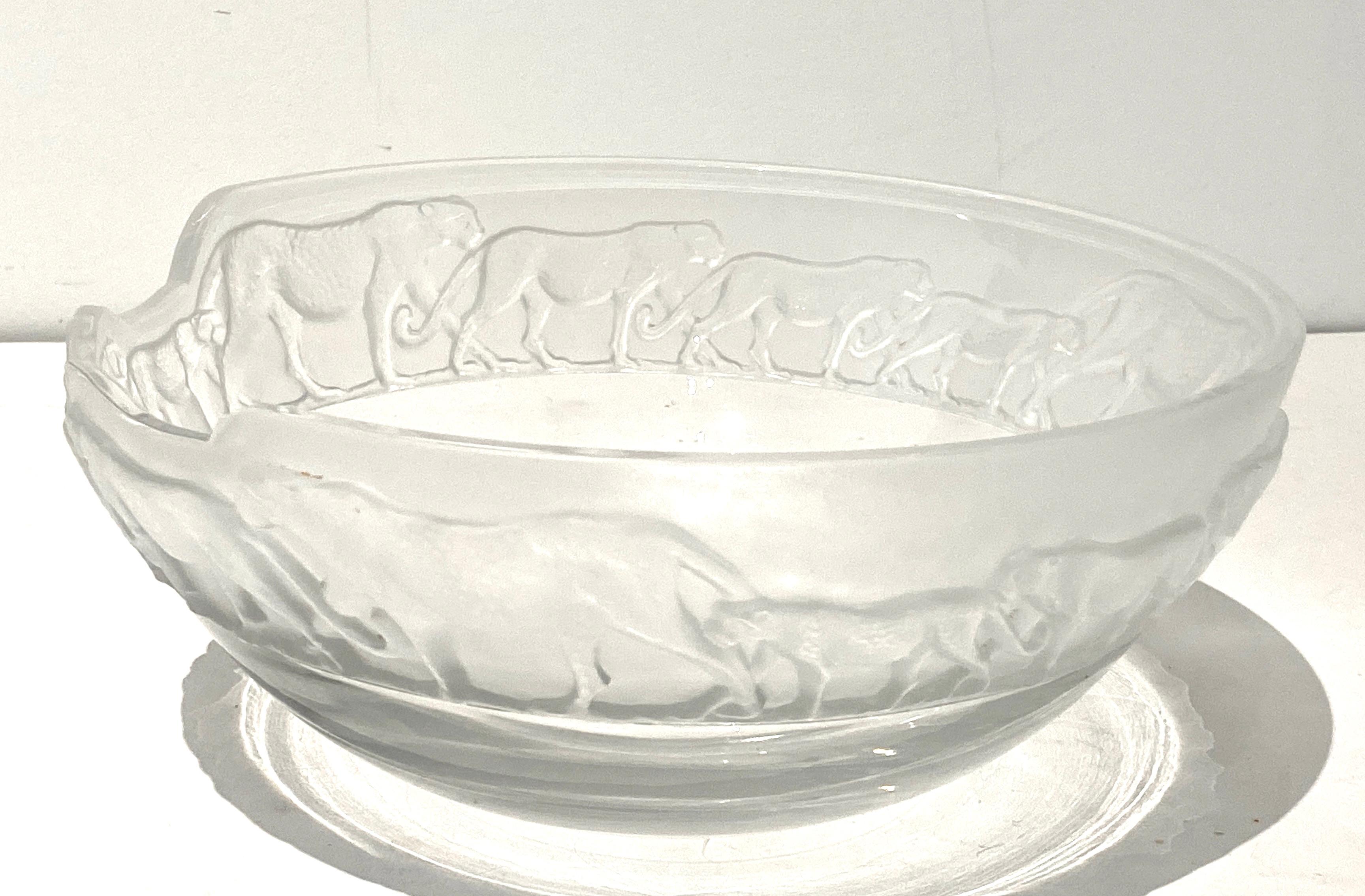 Crystal Art Deco Revival Nachtmann Safari Leopard Bowl  For Sale