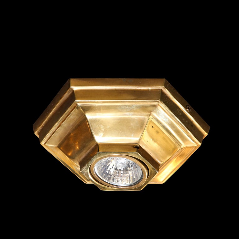 Art Deco Revival Patinated Bronze Hexagonal Classic Spotlight For Sale