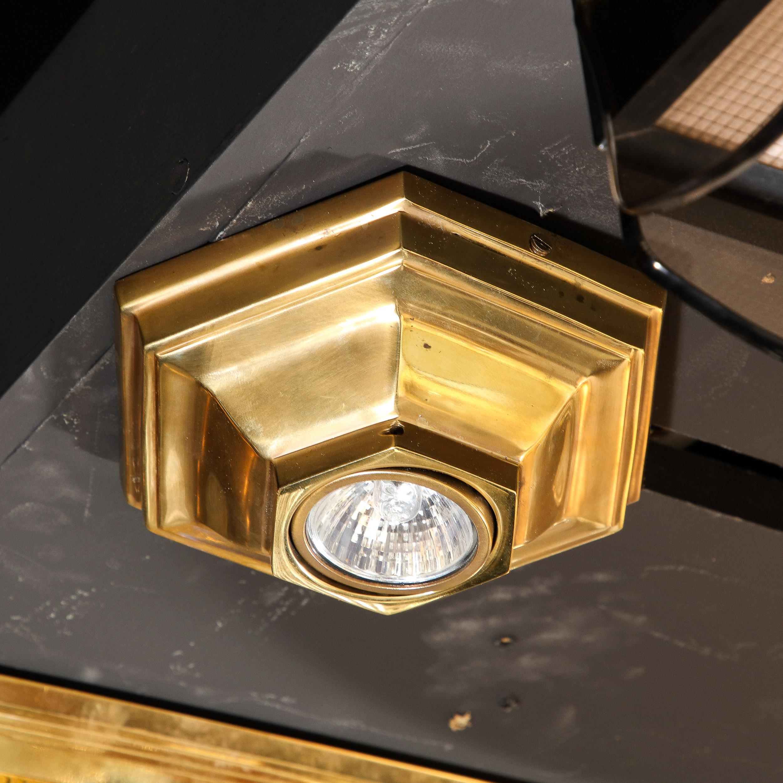 Art Deco Revival Patinated Bronze Hexagonal Classic Spotlight 1