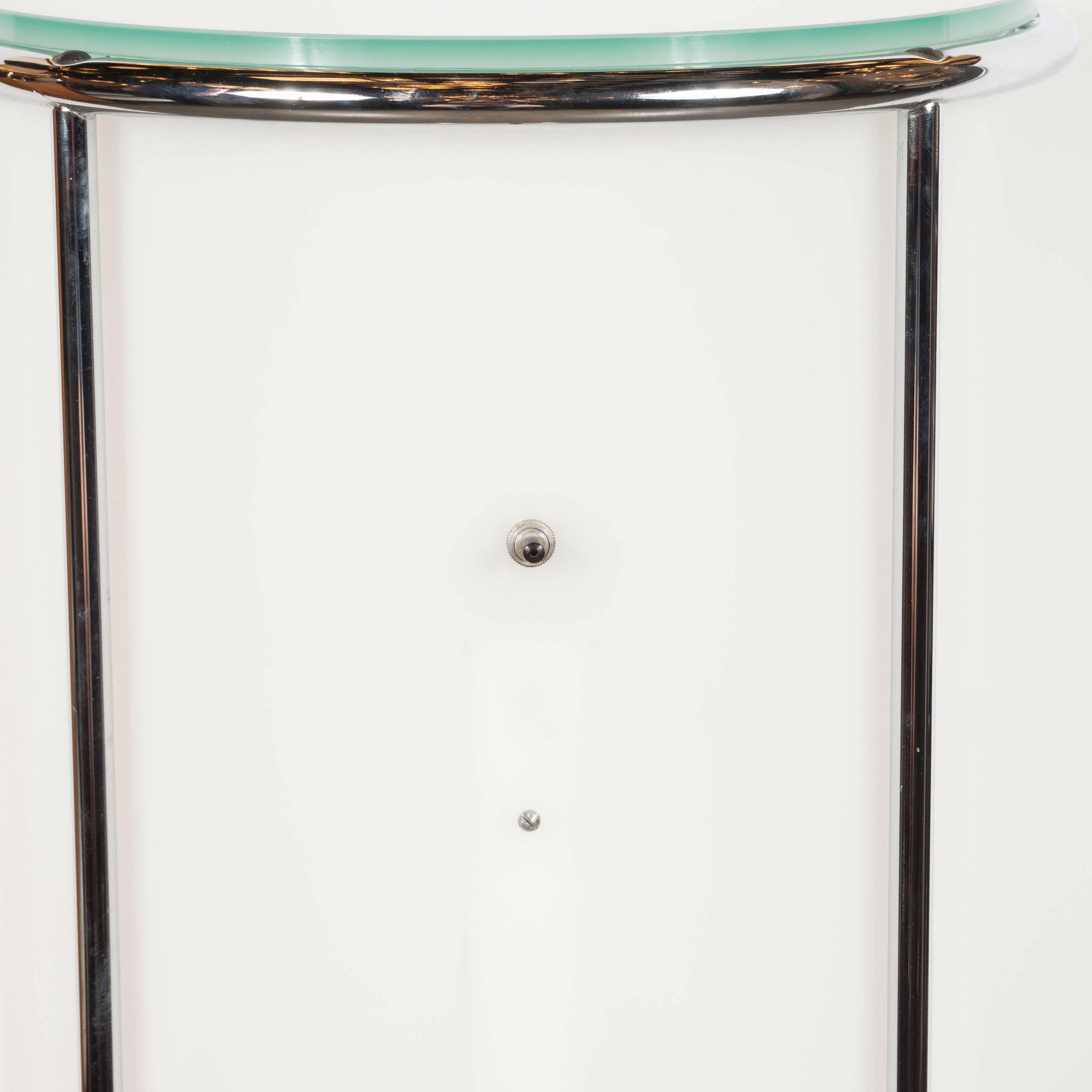 Art Deco Revival Plexi, Chrome and Glass Illuminated Pedestal 3