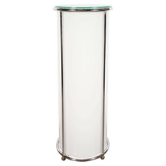 Art Deco Revival Plexi, Chrome and Glass Illuminated Pedestal