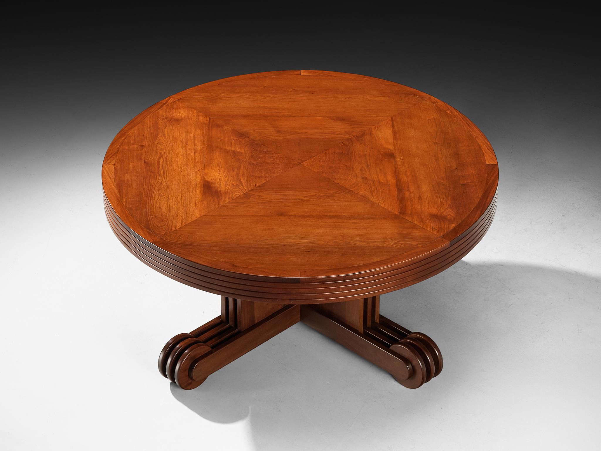 Table de salle à manger ronde Art Deco Revival en acajou en vente 3