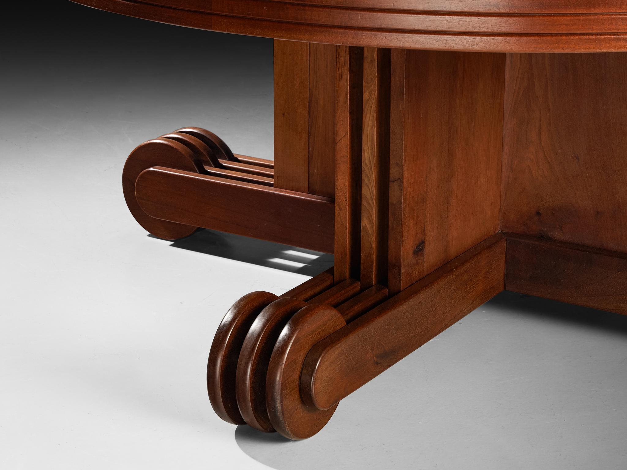 Table de salle à manger ronde Art Deco Revival en acajou Bon état - En vente à Waalwijk, NL