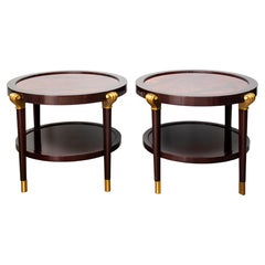 Used Art Deco Revival Round End Tables, Pair