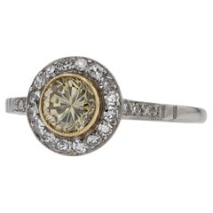 Art Deco Revival Round Yellow Diamond Engagement Ring