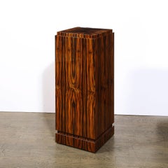 Art Deco Revival Skyscraper Style Bookmatched Macassar Pedestal by Lorin Marsh