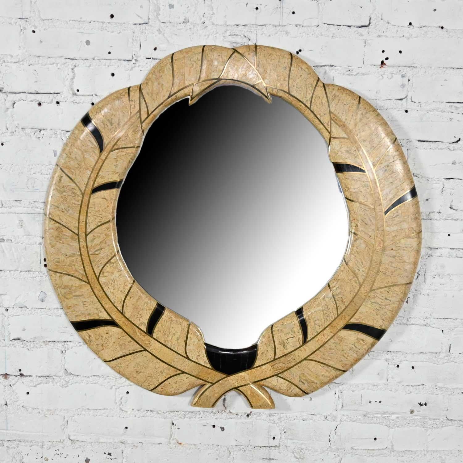 Art Deco Revival Tessellated Marble Console Table & Mirror Style Maitland Smith For Sale 7