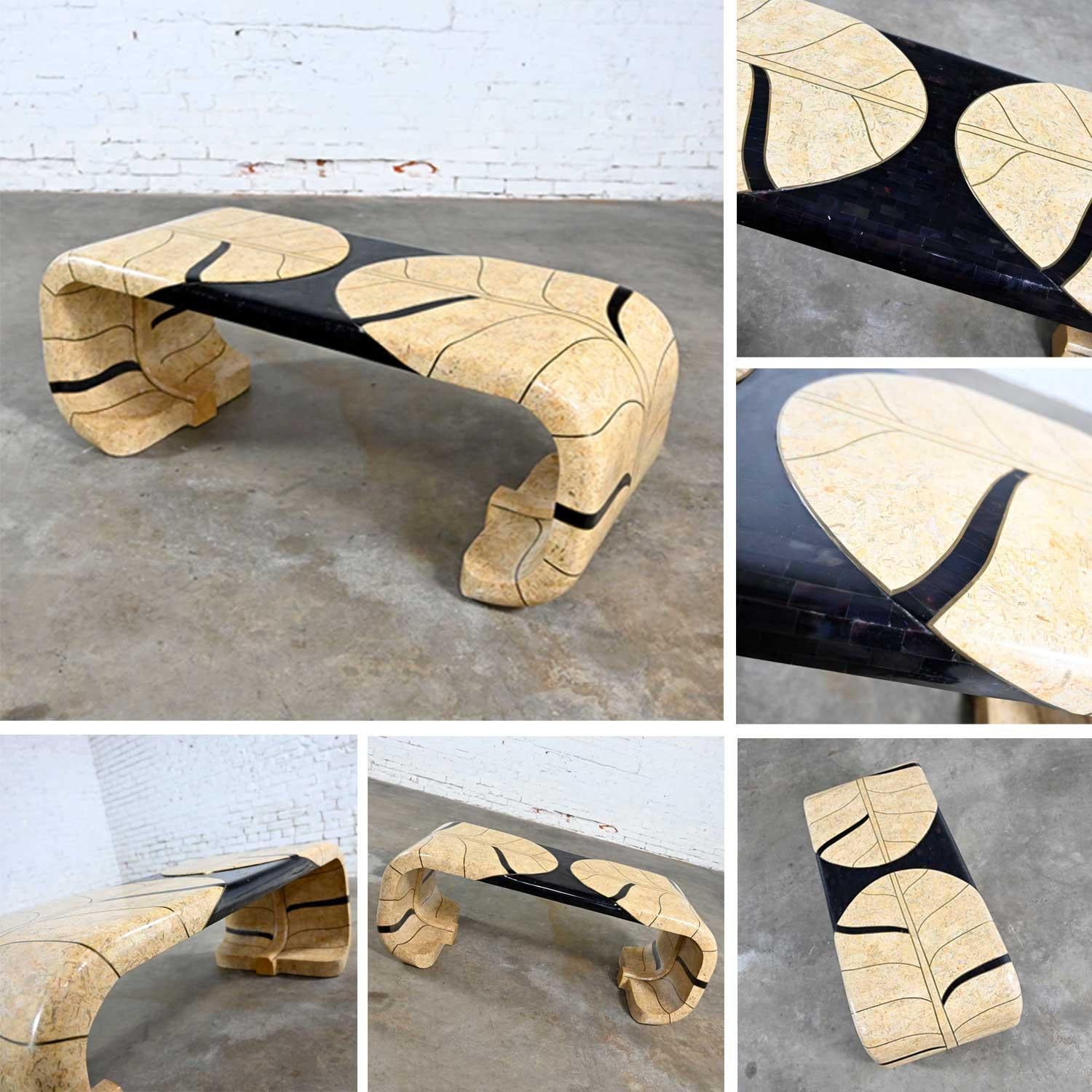 Art Deco Revival Tessellated Marble Console Table & Mirror Style Maitland Smith For Sale 13