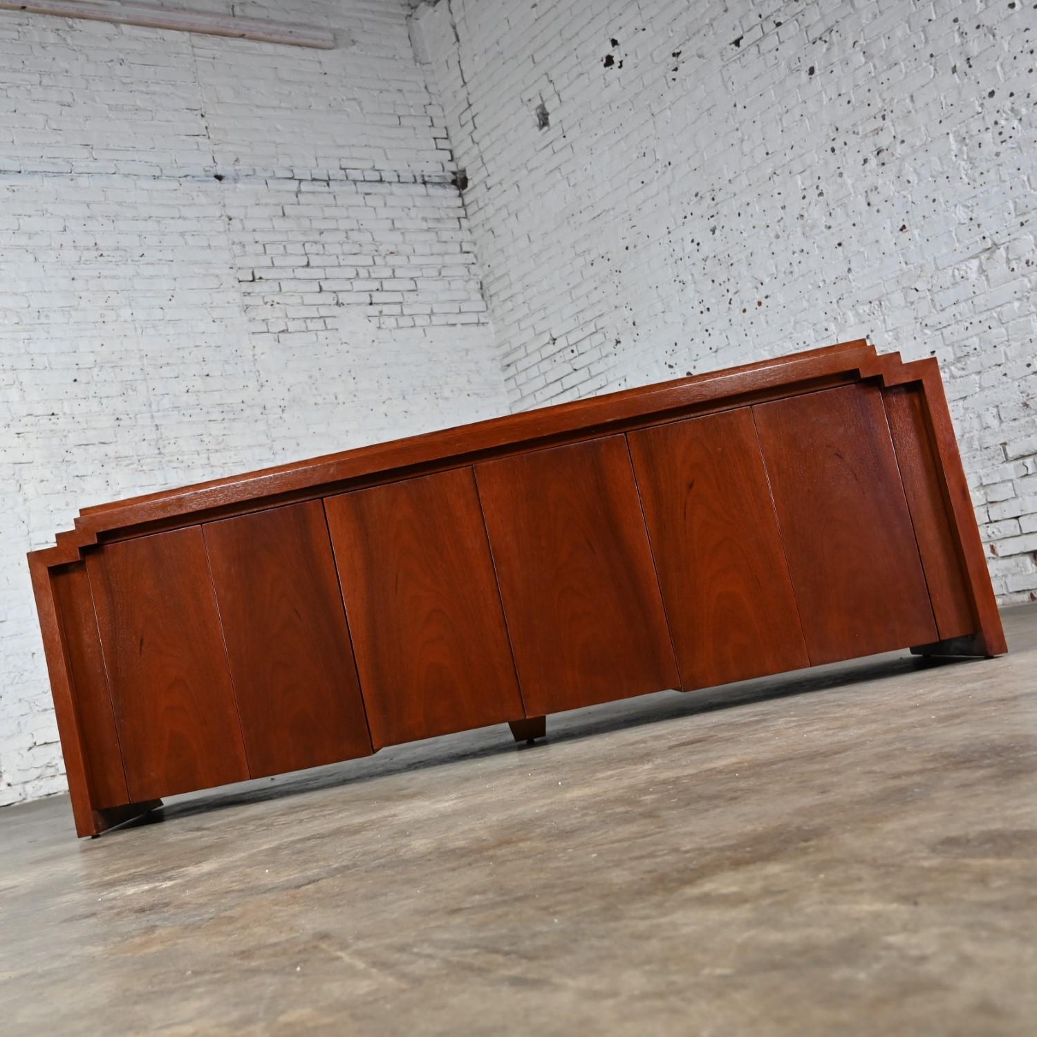 Art Deco Revival to Postmodern Custom Mahogany Credenza Sideboard Buffet Cabinet 6