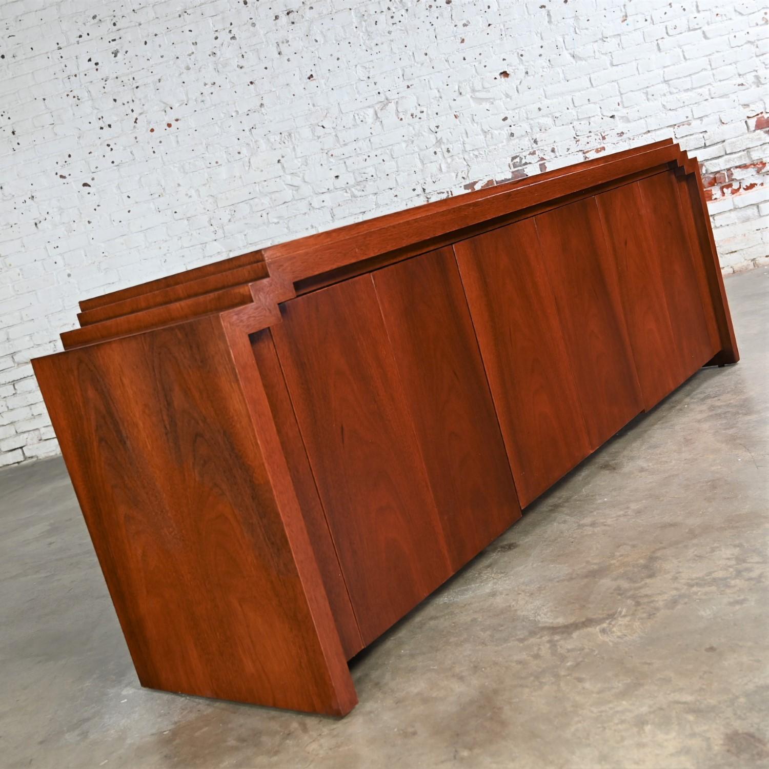 Art Deco Revival to Postmodern Custom Mahogany Credenza Sideboard Buffet Cabinet 7