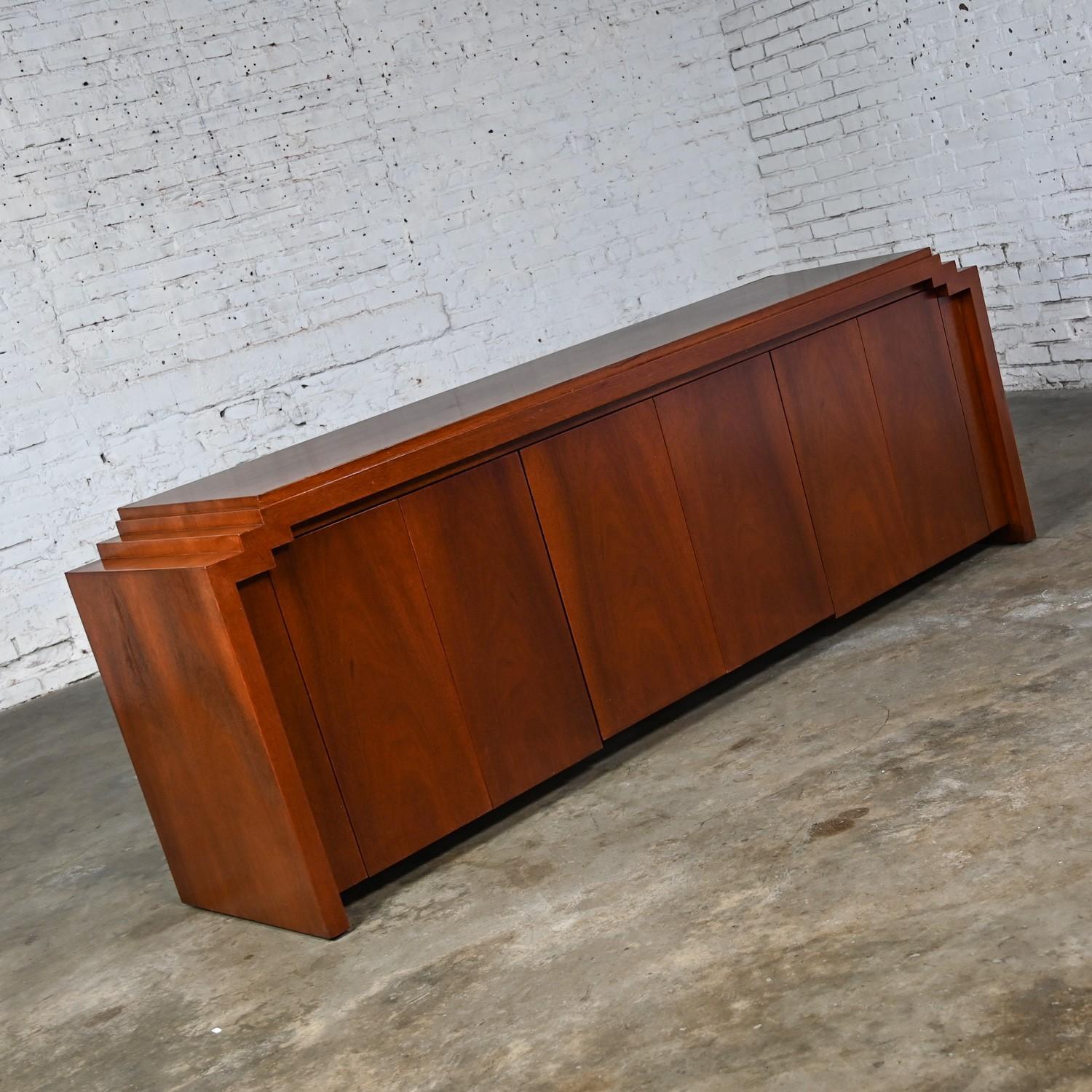 Art Deco Revival to Postmodern Custom Mahogany Credenza Sideboard Buffet Cabinet 8