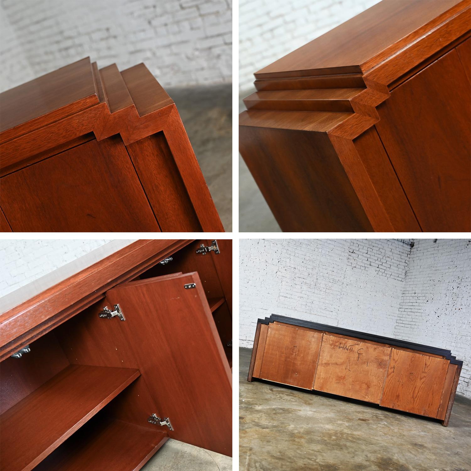 Art Deco Revival to Postmodern Custom Mahogany Credenza Sideboard Buffet Cabinet 12