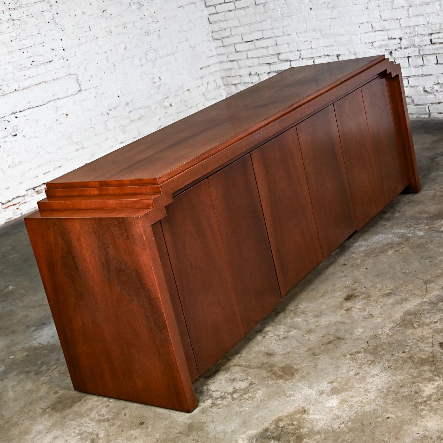 Art Deco Revival to Postmodern Custom Mahogany Credenza Sideboard Buffet Cabinet 2