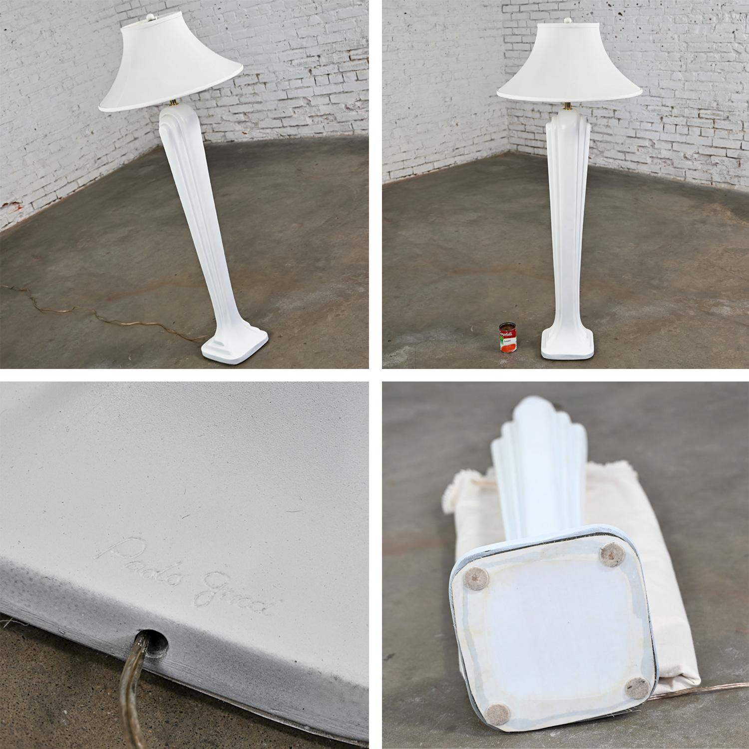 Art Deco Revival to Postmodern Paolo Gucci Floor Lamp White Sculpted Resin  For Sale 9