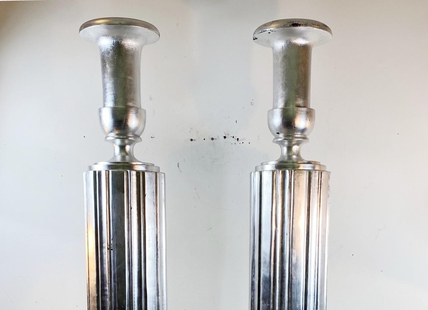 Art Deco Style Torchère Floor Lamps in Carved Wood In Good Condition For Sale In New York, NY