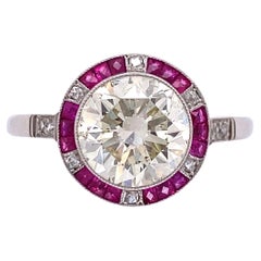 2.81 Carat Transitional Diamond Ruby and Diamond Surround Vintage Platinum Ring