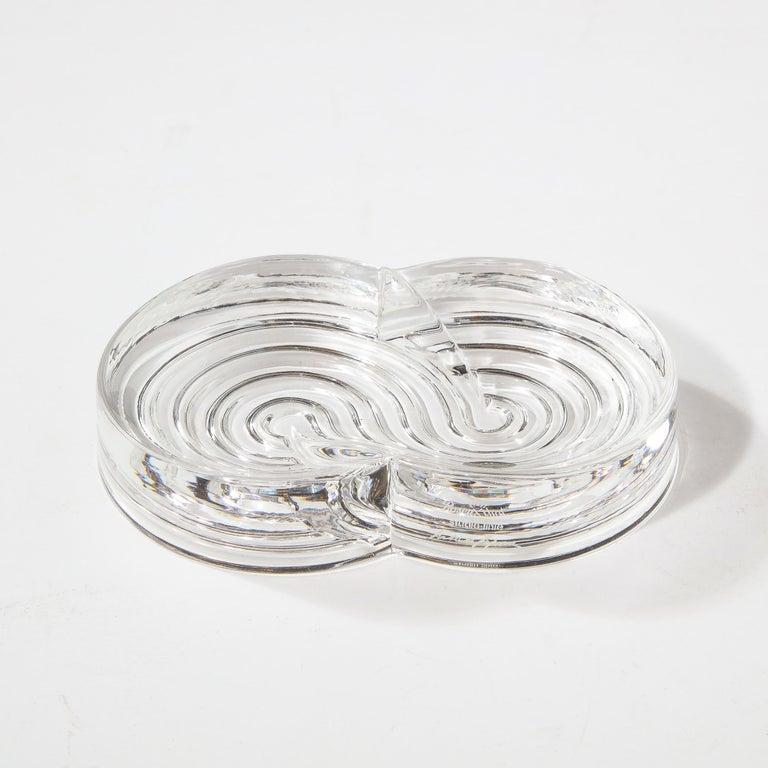 Late 20th Century Art Deco Revival Translucent Channeled Curvilinear Ashtray/Bowl Signed Rosenthal For Sale