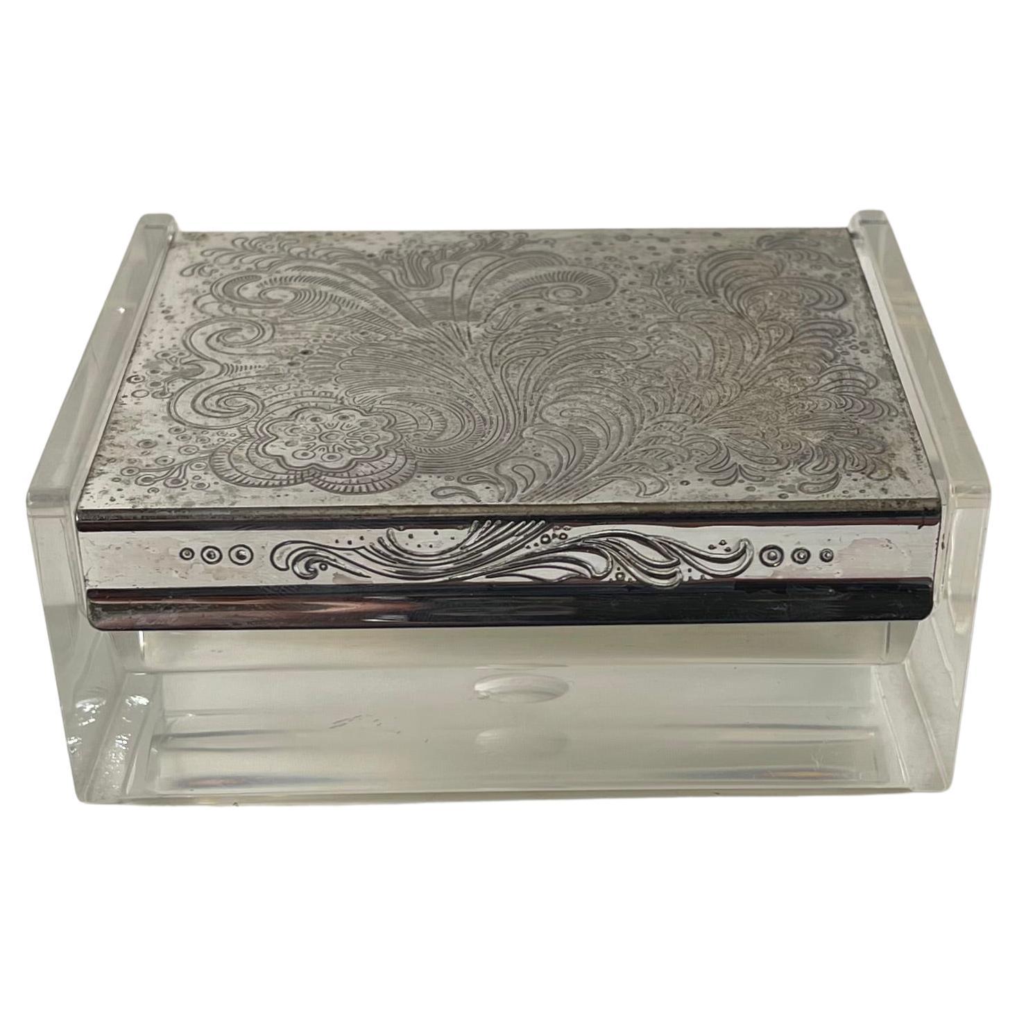 Caja transparente Art Decó Revival de WMF Alemania, años 70 en venta