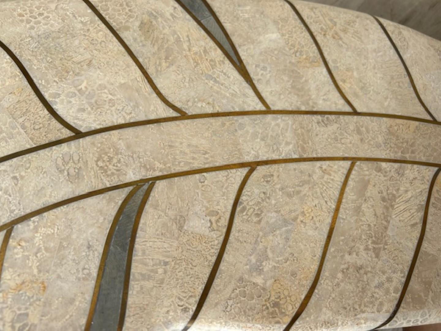 Art Deco Revival Travertine Mirror & Console Table Set, Att. Maitland Smith '80s For Sale 2