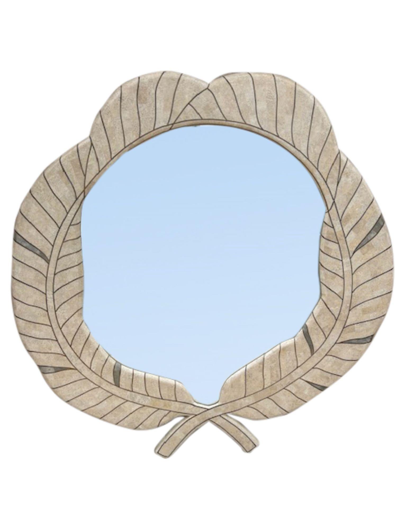 Art Deco Revival Travertine Mirror & Console Table Set, Att. Maitland Smith '80s For Sale 1