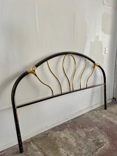 Art Deco Revival Tubular Brass and Nickel Italian Headboard Luciano Frigerio