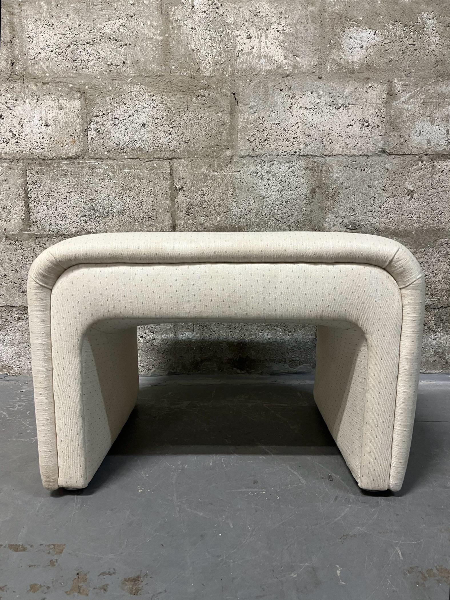 Post-Modern Art Deco Revival Upholstered Waterfall Bench by Thayer Coggin. Circa 1980s  For Sale
