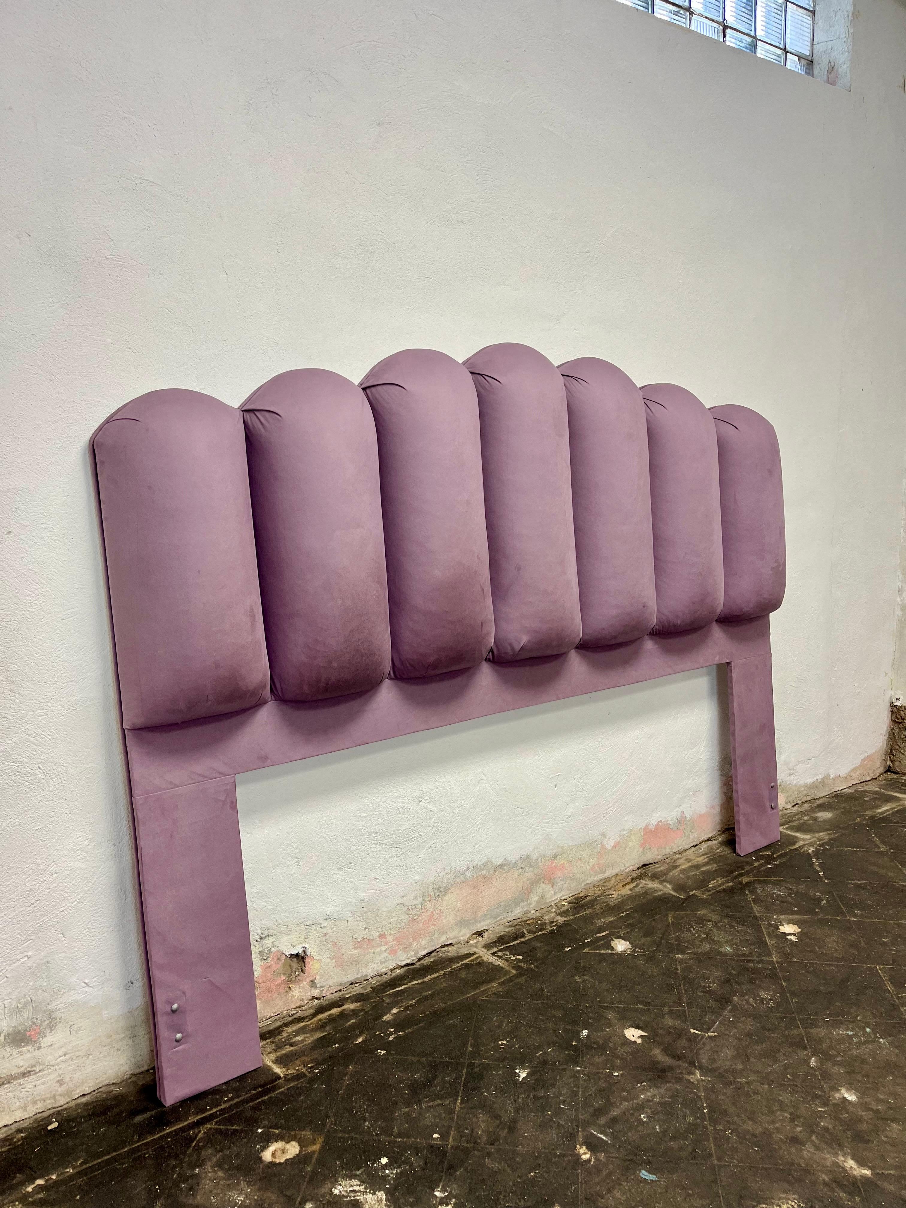 Terrific upholstered headboard. Ultra Suede upholstery. Classic art deco design with skyscraper tufted texture.
Curbside to NYC/Philly $300