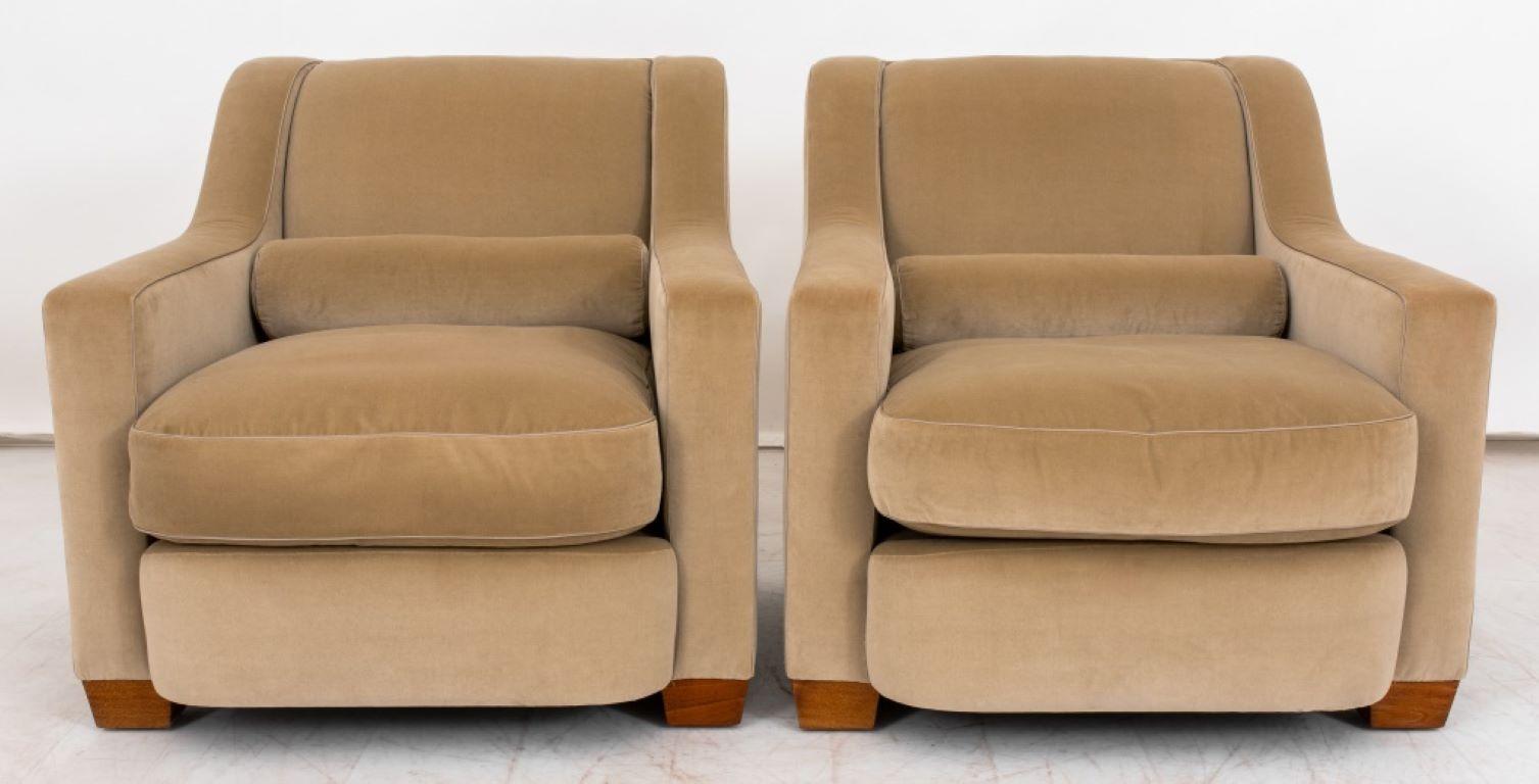 Art Deco Thad Hayes Velvet Upholstered Armchairs, Pr For Sale