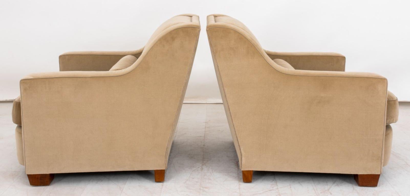 Unknown Thad Hayes Velvet Upholstered Armchairs, Pr For Sale