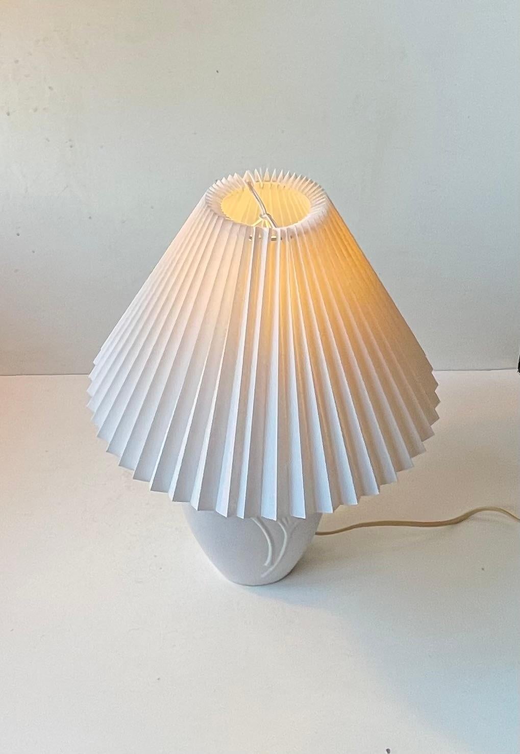 Danish Art Deco Revival White Ceramic Table Lamp from Søholm For Sale