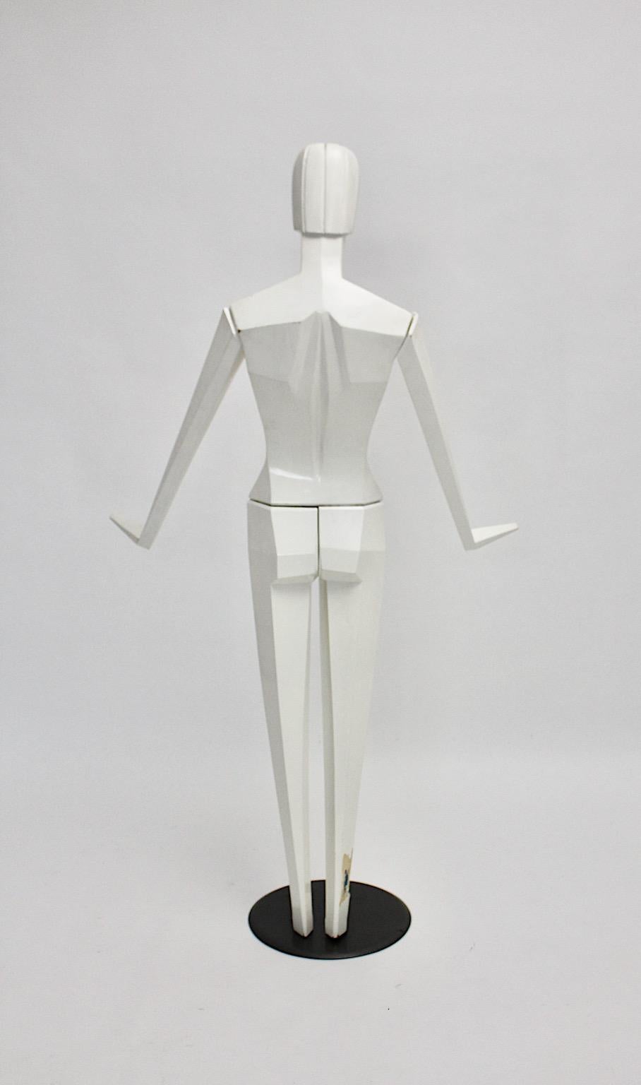 French Art Deco Revival White Full Body Vintage Plastic Mannequin, 1980s, France For Sale