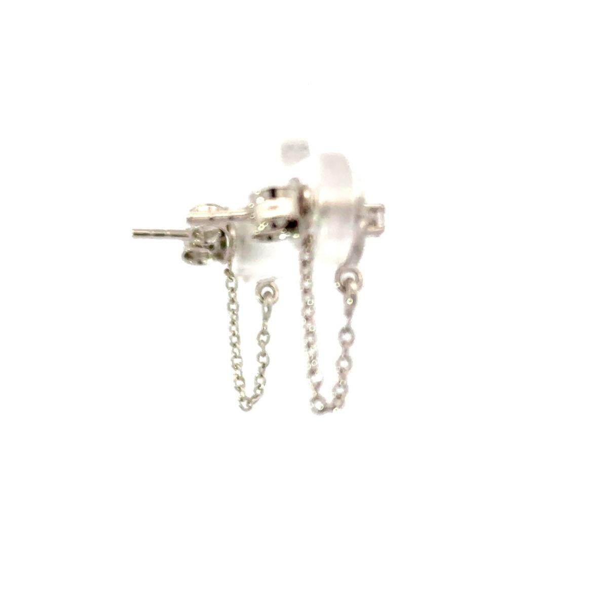Modernist Art Deco Style Rhinestone Star Hoop Drop Chain Earrings in 925 Silver for Gift For Sale